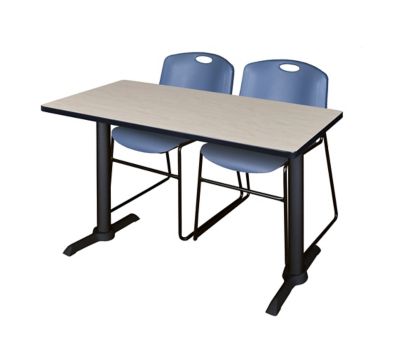Regency Cain 48 x 24 in. T-Base Training Seminar Table & 2 Zeng Blue Chairs -  MTRCT4824PL44BE