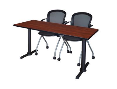 Regency Cain T-Base Training Seminar Table with 2 Cadence Chairs, 66 in. x 24 in.