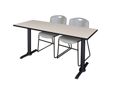 Regency Cain 66 x 24 in. T-Base Training Seminar Table & 2 Zeng Grey Chairs