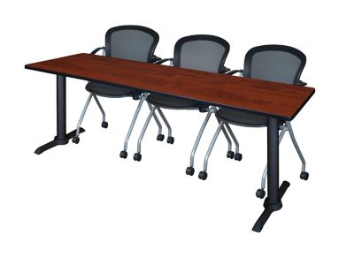 Image showing  Cain T-Base Training Seminar Table with 3 Cadence Chairs, 84 in. x 24 in.