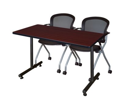 Regency Kobe 48 x 24 in. T-Base Training Seminar Table & 2 Cadence Nesting Chairs