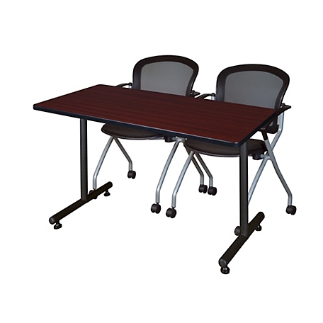 Regency Kobe 48 x 24 in. T-Base Training Seminar Table & 2 Cadence Nesting Chairs