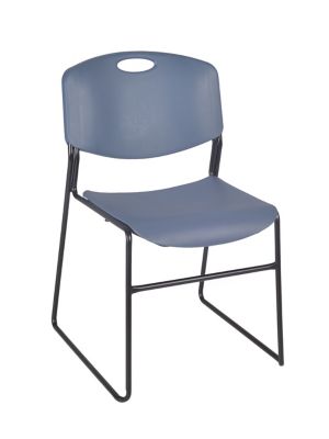 Image showing  Kobe 48 x 24 in. T-Base Training Seminar Table & 2 Blue Zeng Stack Chairs