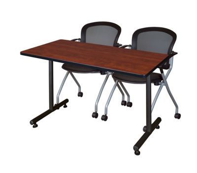 Regency Kobe 48 x 30 in. T-Base Training Seminar Table & 2 Cadence Nesting Chairs