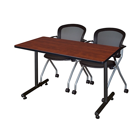 Regency Kobe 48 x 30 in. T-Base Training Seminar Table & 2 Cadence Nesting Chairs