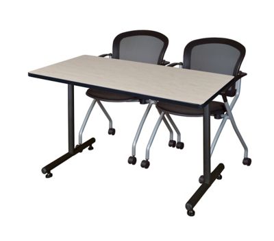 Regency Kobe 48 x 30 in. T-Base Training Seminar Table & 2 Cadence Nesting Chairs BK