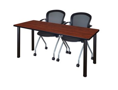 Regency Kee Training Table with 2 Cadence Nesting Chairs, 60 in. x 24 in., Black