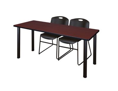 Regency Kee 60 x 24 in. Training Table Top with Black Legs & 2 Black Zeng Chairs