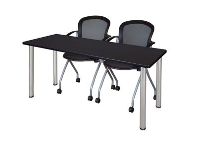 Regency Kee Training Table with 2 Cadence Nesting Chairs, 60 in. x 24 in., Chrome