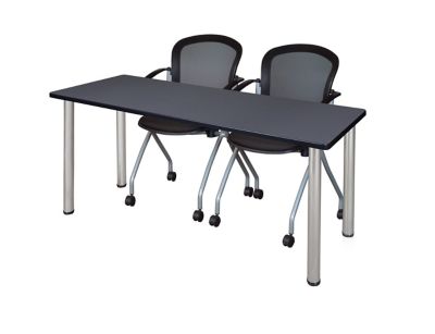 Regency Kee 66 x 24 in. Training Table Top with Chrome Legs & 2 Cadence Nesting Chairs