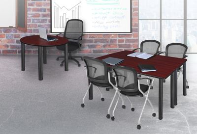 Image showing  Kee Training Table with 2 Cadence Nesting Chairs, 66 in. x 24 in., Black