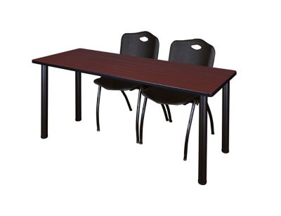 Regency Kee Training Table with 2 M Stack Chairs, 66 in. x 24 in., Black/Black