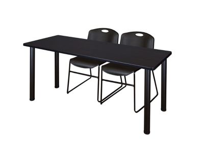 Regency Kee 66 x 24 in. Training Table Top with Black Legs & 2 Black Zeng Chairs