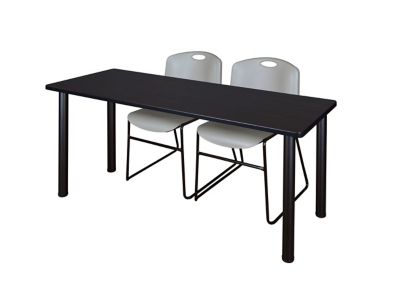 Regency Kee 66 x 24 in. Training Table Top with Black Legs & 2 Grey Zeng Chairs