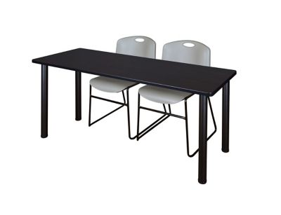 Regency Kee Training Table with 2 Zeng Chairs, 66 in. x 24 in., Black/Gray