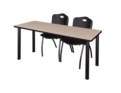 Regency Kee Training Table with 2 M Stack Chairs, 72 in. x 24 in., Black/Black