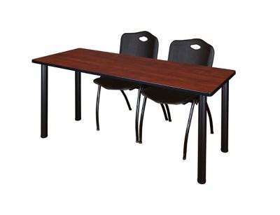 Image showing  Kee Training Table with 2 M Stack Chairs, 72 in. x 24 in., Black/Black