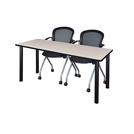 Regency Kee 72 x 24 in. Training Table Top with Black Legs & 2 Cadence Nesting Chairs