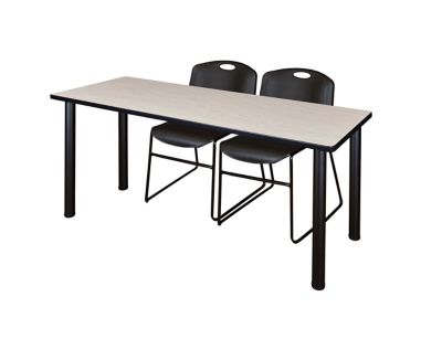 Regency Kee 72 x 24 in. Training Table Top with Black Legs & 2 Black Zeng Chairs