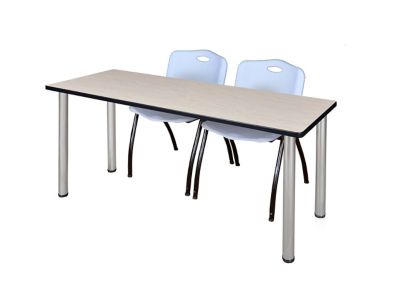 Regency Kee Training Table with 2 M Stack Chairs, 72 in. x 24 in., Chrome/Gray