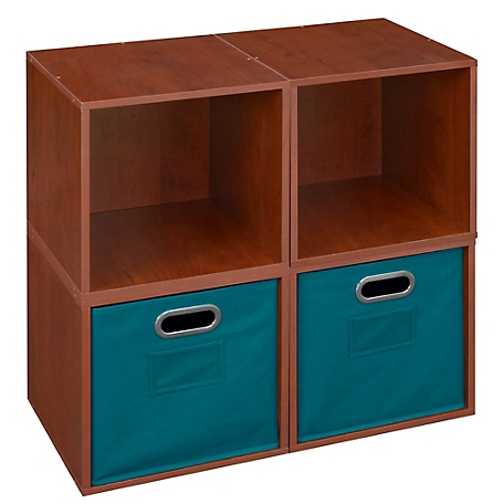 Niche Cubo Storage Org Open Bookshelf Set, 4 Cubes 2 Canvas Bins