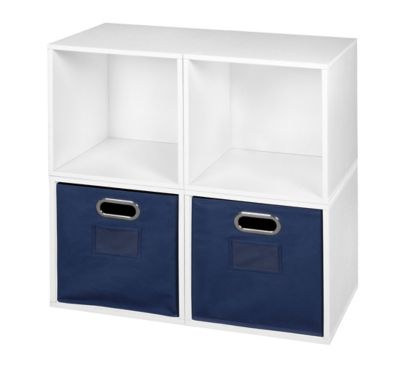 Niche Cubo Storage Org Open Bookshelf Set, 4 Cubes 2 Canvas Bins