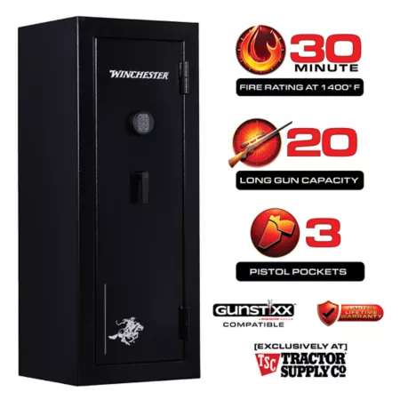 Winchester Safes 20 Long Gun 10.48 cu Electronic Lock Gun Safe 30 min Fire rating black Gun Safes