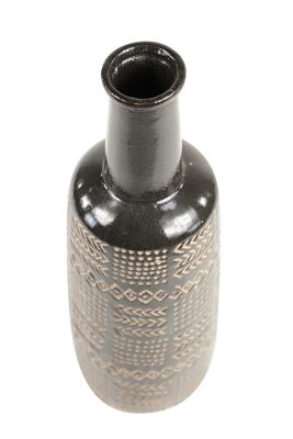 Image showing  Black Porcelain Eclectic Vase, 6 in. x 6 in. x 18 in.