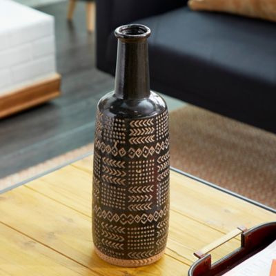 Image showing  Black Porcelain Eclectic Vase, 6 in. x 6 in. x 18 in.