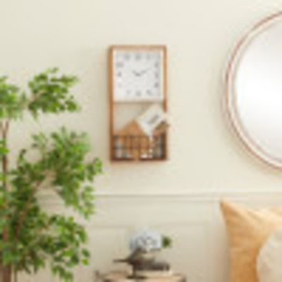 Harper & Willow Brown Wood Farmhouse Wall Clock, 12 in. x 4 in. x 24 in.