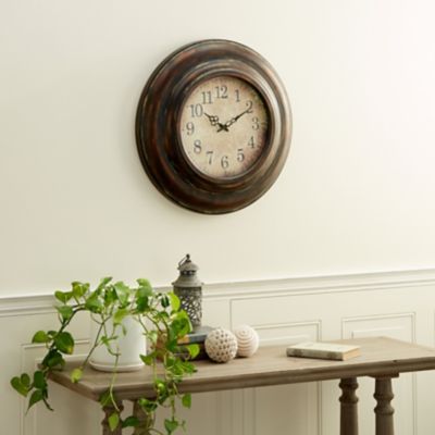 Harper & Willow Brown Metal Rustic Vintage Wall Clock, 24 in. x 4 in. x 24 in.