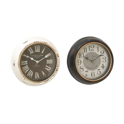 Image showing  Metal Rustic Wall Clock, 2 pc., White