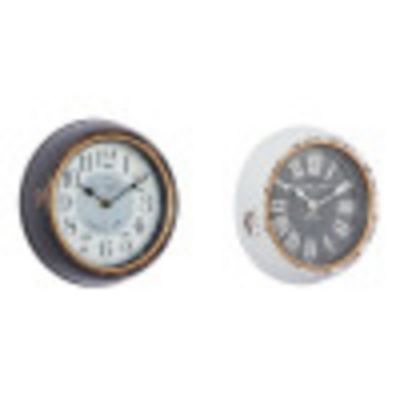 Image showing  Metal Rustic Wall Clock, 2 pc., White