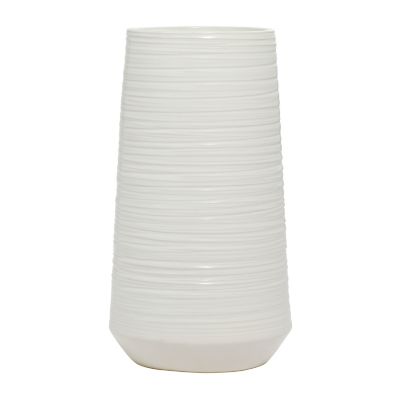 Image showing  Porcelain Contemporary Vase, 6 in. x 6 in. x 12 in., Silver