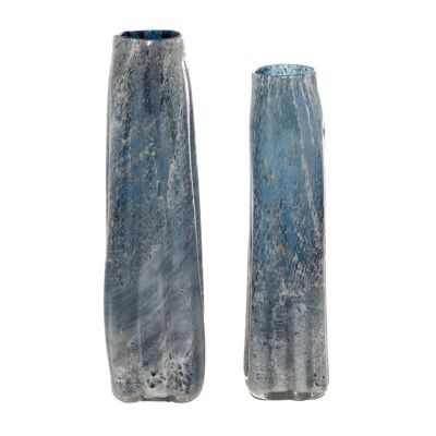 Image showing  Glass Contemporary Vase Set, Blue, 2 pc., 83387