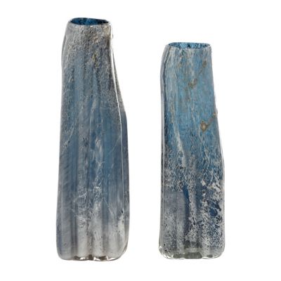 Image showing  Glass Contemporary Vase Set, Blue, 2 pc., 83387