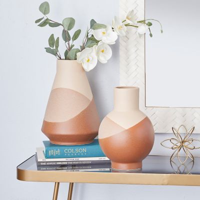 Harper & Willow Ceramic Modern Vase Set, Tan, 2 pc.