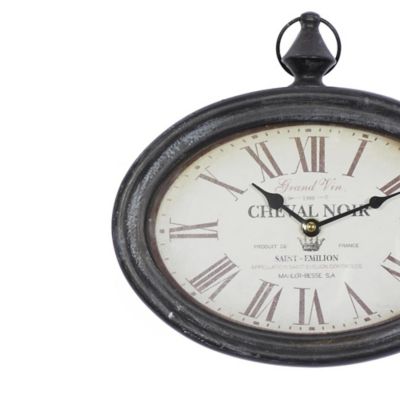 Image showing  Oval Metal Vintage Wall Clock, 2 pc., Cream