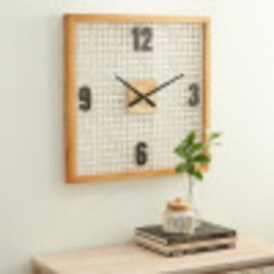 Harper & Willow White Wood Farmhouse Wall Clock, 24 in. x 2 in. x 24 in. Square