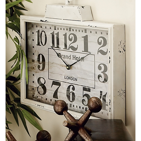 Harper & Willow White Metal Vintage Wall Clock, 16 in. x 2 in. x 15 in.