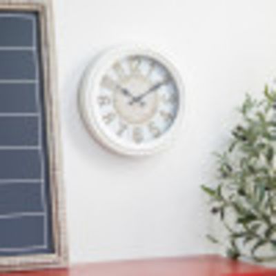 Harper & Willow Metal Fluted Frame Wall Clock, 14 in., White