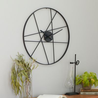 Cosmoliving by Cosmopolitan Black Metal Contemporary Abstract Wall Clock, 24 in. x 2 in. x 24 in.