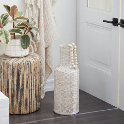 Harper & Willow Bamboo Bohemian Vase, 21.95 in., White