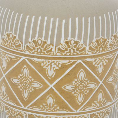 Image showing  2 pc. Beige Ceramic Bohemian Vase Set, 9 in., 11 in.
