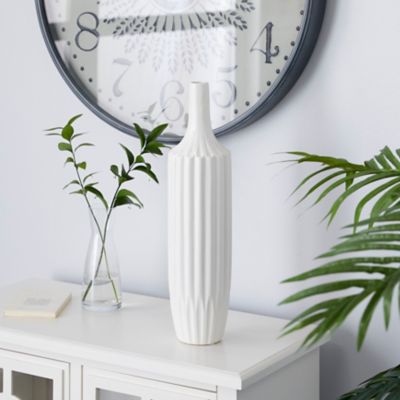 Harper & Willow Ceramic Modern Vase, 5 in. x 5 in. x 19 in., White