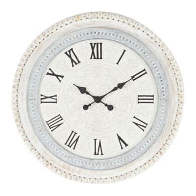 Image showing  White Wood Farmhouse Vintage Wall Clock, 22 in. x 1 in. x 22 in.
