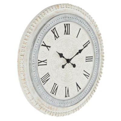 Image showing  White Wood Farmhouse Vintage Wall Clock, 22 in. x 1 in. x 22 in.