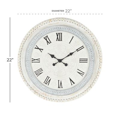 Image showing  White Wood Farmhouse Vintage Wall Clock, 22 in. x 1 in. x 22 in.