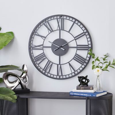 Harper & Willow Black Metal Open Frame Wall Clock 28 x 1 x 28in.