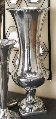 Harper & Willow Silver Aluminum Traditional Vase, 9 in. x 9 in. x 21 in.